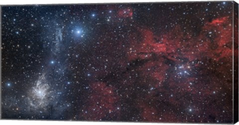 Framed Blue and Red Nebulae in the Camelopardalis Constellation Print