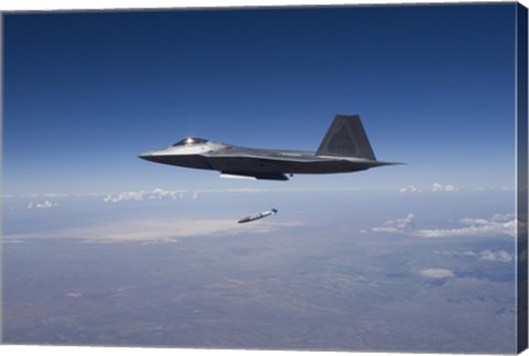 Framed F-22 Raptor Releases a GBU-32 JDAM over New Mexico Print