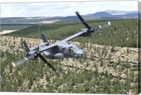 Framed CV-22 Osprey on a training mission over New Mexico Print