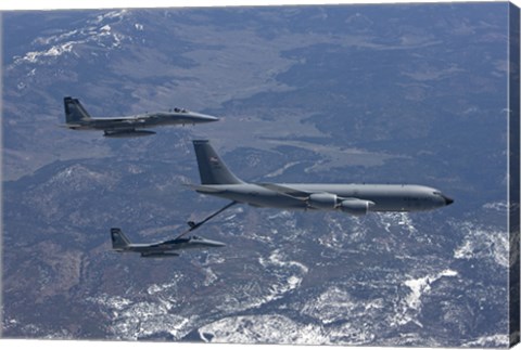 Framed Two F-15 Eagles Refueling Print