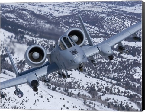 Framed A-10C Thunderbolt  Flies over Snowy Idaho Print