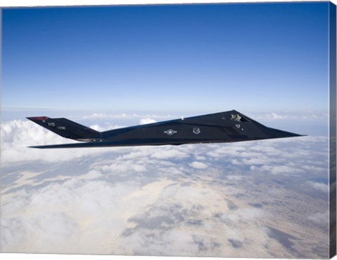 Framed F-117 Nighthawk Stealth Fighter in Flight over New Mexico Print