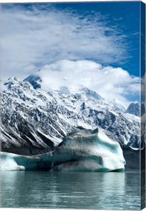 Framed Large icebergs on Tasman Glacier Terminal Lake, South Island, New Zealand Print