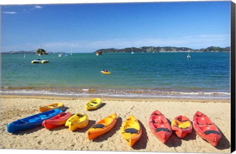 Framed Kayaks, Paihia, Northland, New Zealand Print