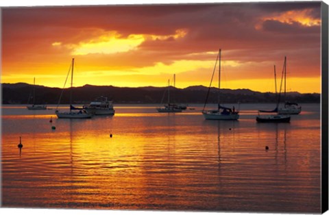 Framed Sunset, Russell, Bay of Islands, Northland, New Zealand Print