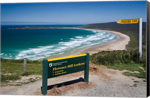 Framed New Zealand, South Island, Tautuku Beach coastline Print