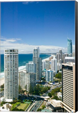 Framed Australia, Gold Coast, Surfers Paradise, city skyline Print