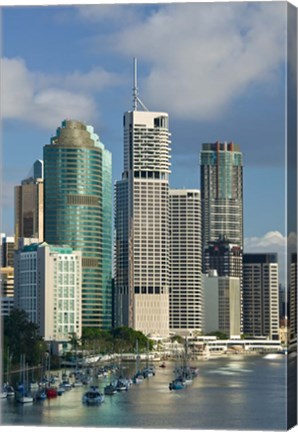 Framed Central business district viewed from Kangaroo Point, Brisbane, Queensland Print