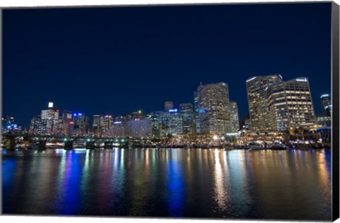 Framed Darling Harbour at night, Sydney, New South Wales, Australia Print