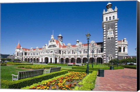 Framed Park near Ornate Railroad Station, Dunedin, South Island, New Zealand Print