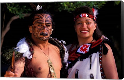 Framed New Zealand, North Island, Maori culture and costume Print