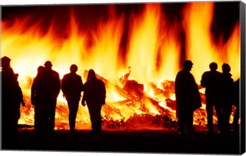 Framed Bonfire, Brass Monkey Motorcycle Rally, Oturehua, Maniototo, Central Otago Print