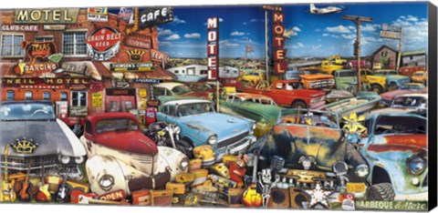 Framed Old Cars and Used Guitars Print