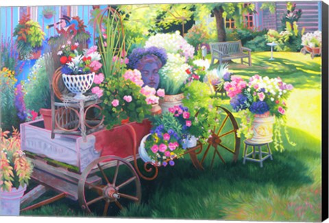 Framed Flower Cart in Door County Print