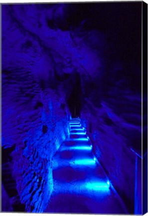 Framed Blue Lights, Ruakuri Caves, North Island, New Zealand Print