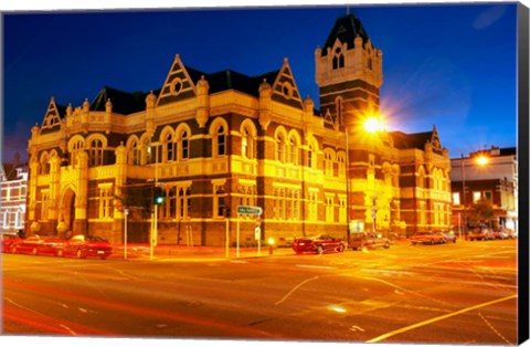 Framed Law Courts at night, Dunedin, South Island, New Zealand Print