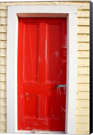 Framed Red Door, Sutton Railway Station, Otago, South Island, New Zealand Print