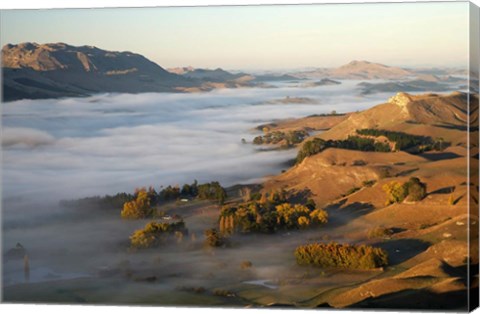 Framed Te Mata, Tukituki River Valley, No Island, New Zealand Print