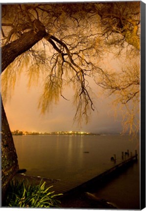 Framed City Lights across Lake Rotorua, Rotorua, Bay of Plenty, North Island, New Zealand Print