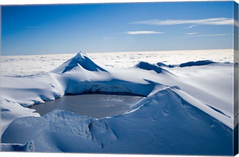 Framed Crater Lake, Mt Ruapehu, Tongariro National Park, North Island, New Zealand Print