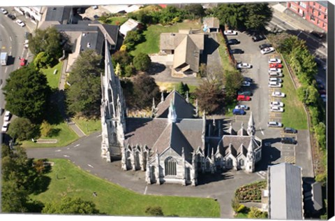 Framed Aerial view of First Church, Dunedin, New Zealand Print