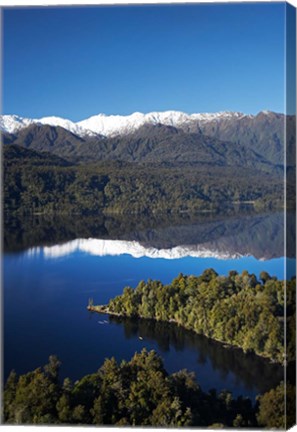 Framed Kayakers, Lake Mapourika, South Island, New Zealand Print
