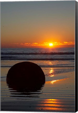 Framed Sunset, Moeraki Boulder, Otago, South Island, New Zealand Print