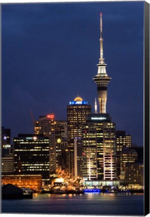 Framed City skyline at night, Auckland CBD, North Island, New Zealand Print