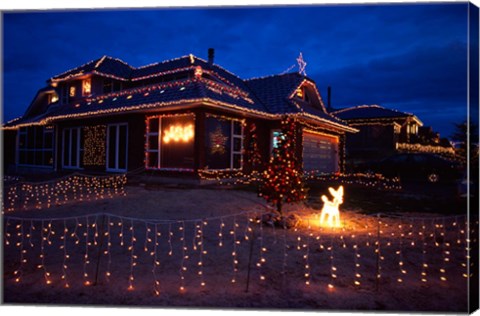 Framed Christmas Lights, Waldronville, Dunedin, New Zealand Print