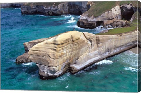Framed Cliffs at Tunnel Beach, Dunedin, New Zealand Print