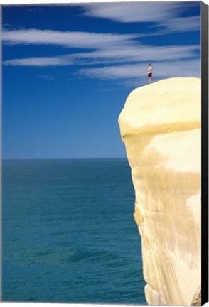 Framed Person on Cliff Top, Tunnel Beach, Dunedin, New Zealand Print