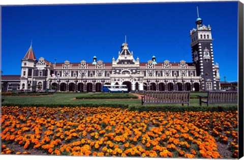 Framed Historic Railway Station, Dunedin, New Zealand Print