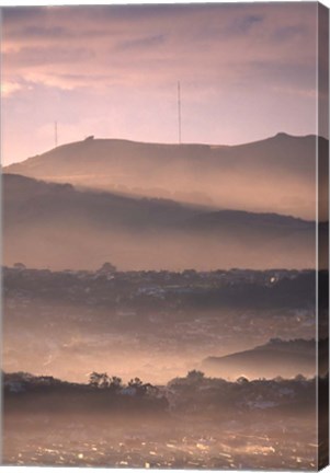 Framed Early Morning over Dunedin and Otago Peninsula, New Zealand Print