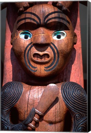 Framed Maori Carving on Arataki Visitors Centre, Waitakere Ranges, Auckland Print