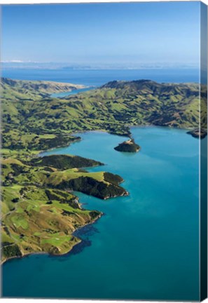 Framed Akaroa Harbor, Canterbury, South Island, New Zealand Print