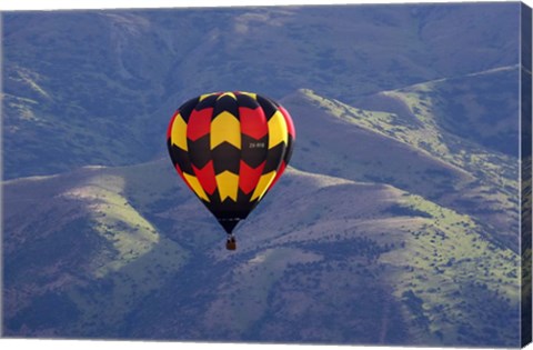 Framed Hot Air Balloon and Mountains, South Island, New Zealand Print