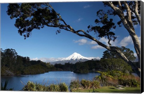 Framed Lake Mangamahoe, Mt Taranaki, North Island, New Zealand Print