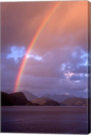 Framed New Zealand, Cascade Cove, Fiordland NP, Rainbow Print