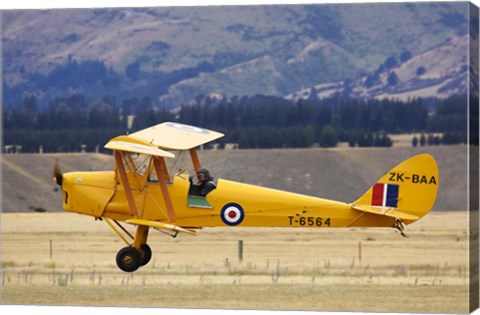 Framed Tiger Moth Biplane, Wanaka, South Island, New Zealand Print