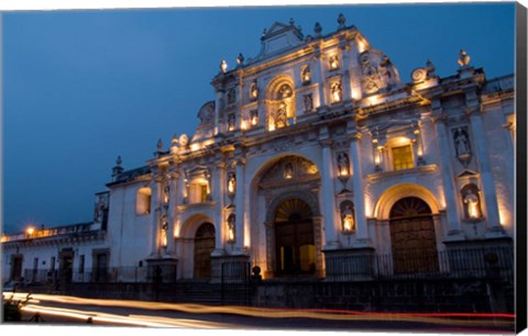 Framed Cathedral in Square, Antigua, Guatemala Print