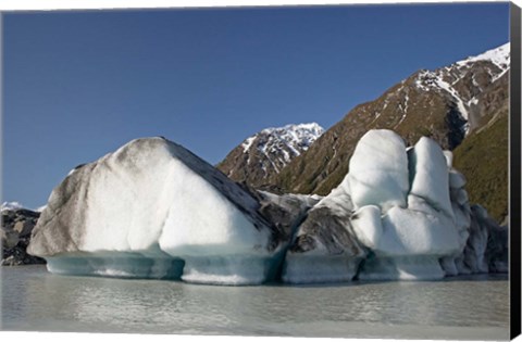 Framed Icebergs in Tasman Glacier Terminal Lake, Canterbury, South Island, New Zealand Print