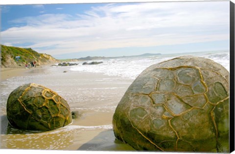 Framed Koekohe Beach, New Zealand, Moeraki boulders, rocks Print