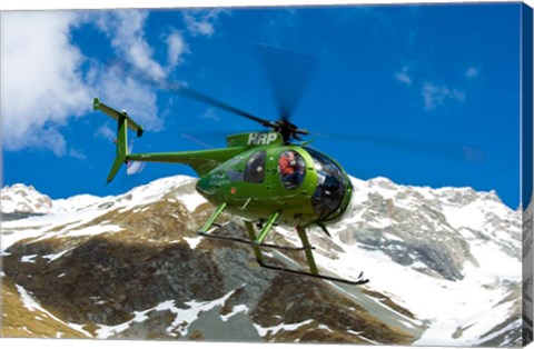 Framed New Zealand, Arrowsmith Range, Helicopter Print