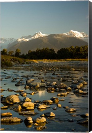 Framed New Zealand, Mt Tasman, Mt Cook, Clearwater River Print