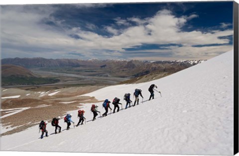 Framed New Zealand, South Island, Potts Range, Climbing Print