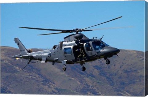 Framed RNZAF Augustawestland A109 helicopter, Warbirds over Wanaka, warplane, New Zealand Print