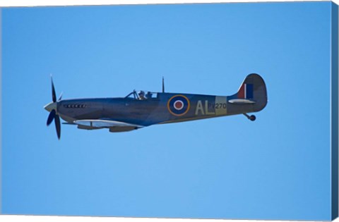 Framed Supermarine Spitfire, British and allied WWII War Plane, South Island, New Zealand Print