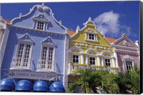 Framed Dutch Gabled Architecture, Oranjestad, Aruba, Caribbean Print