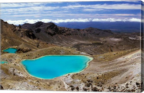 Framed New Zealand, Tongariro NP, Mountain, Emerald Lakes Print
