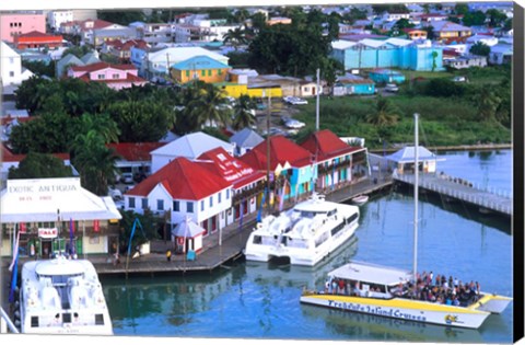 Framed Aerial View, St John, Antigua Print